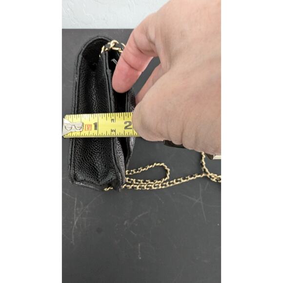 Chanel Wallet on Chain Quilted Caviar Black Authentic 7 X 5 X 2" Crossbody - Picture 12 of 16